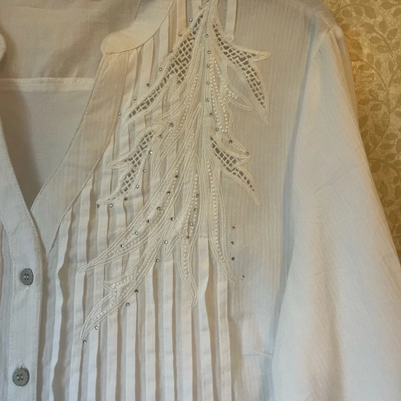 Reba embroidered cut out knit woven tunic small COTTON - Picture 2 of 10